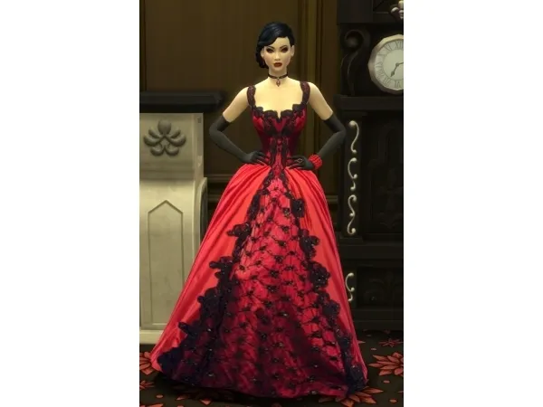 Maxis Match Crimson Symphony ball gown by simpress - The Sims 4 Custom Content