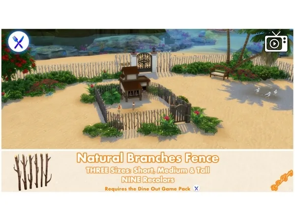 Maxis Match Natural Branches Fence by Bakie - The Sims 4 Custom Content