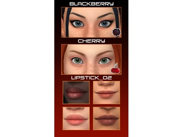 Maxis Match stretchskeleton Eyebrow Pack 03 Eye Preset (Blackberry Cherry Lipstick 02 by simsfinds - The Sims 4 Custom Content