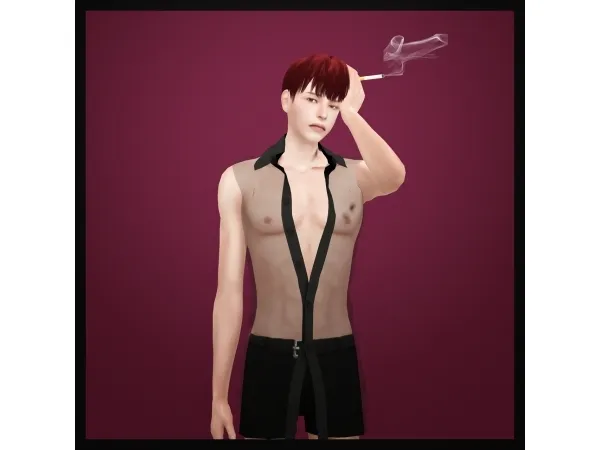 Alpha [sudal]See through shirt M 2 (night clothes) - The Sims 4 Custom Content