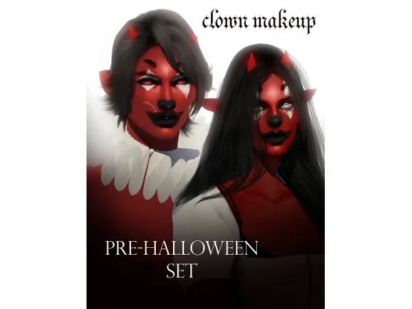 Alpha clown makeup pre halloween COLLABORATION set sensual erotique x cerberus sims - The Sims 4 Custom Content