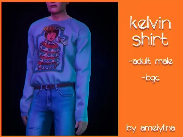 Alpha Kelvin shirt by amelylina - The Sims 4 Custom Content