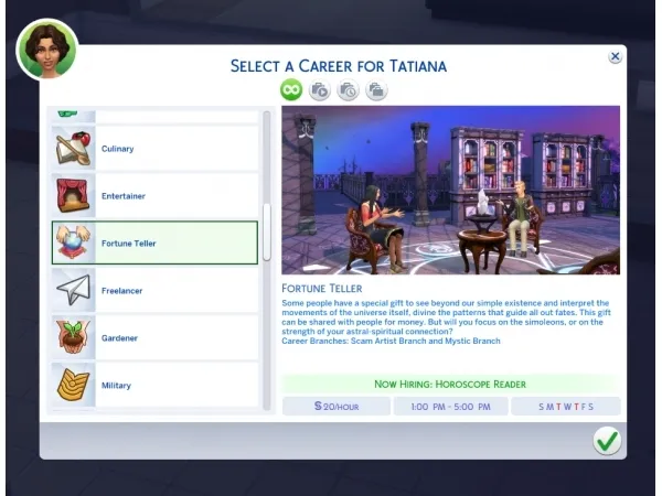 Alpha Fortune Teller Career by simsfinds - The Sims 4 Custom Content