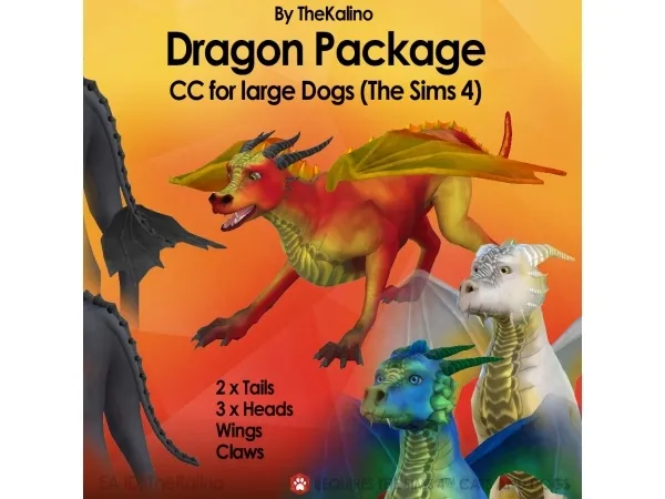 Alpha kalino thesims Dragons Packages (Large Dogs) - The Sims 4 Custom Content