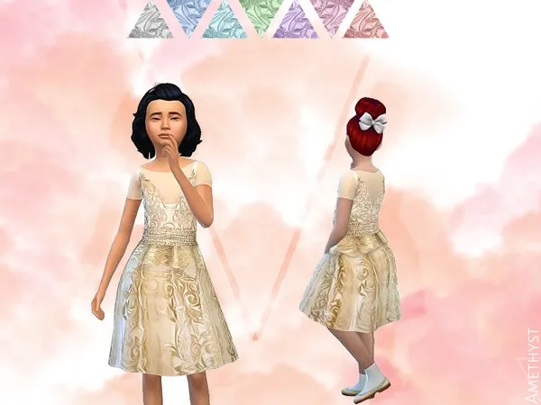 Alpha Children's gold dress with lace - The Sims 4 Custom Content