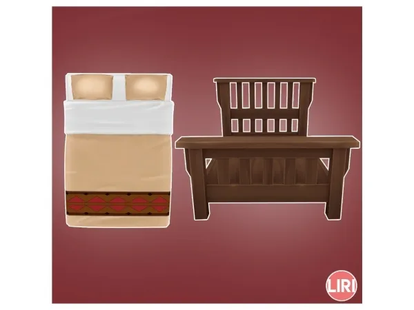 Maxis Match Single Mission Double Bed Separated by Lierie - The Sims 4 Custom Content