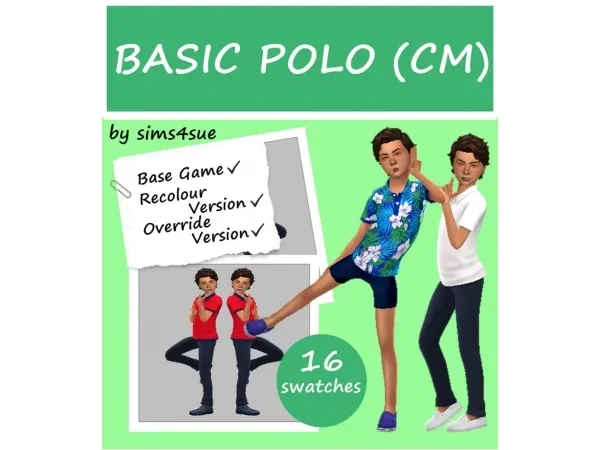Maxis Match sims4sue BASE GAME BASIC POLO (CM) - The Sims 4 Custom Content