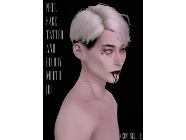 Mix nell le Face Tattoo and Bloody Mouth - The Sims 4 Custom Content