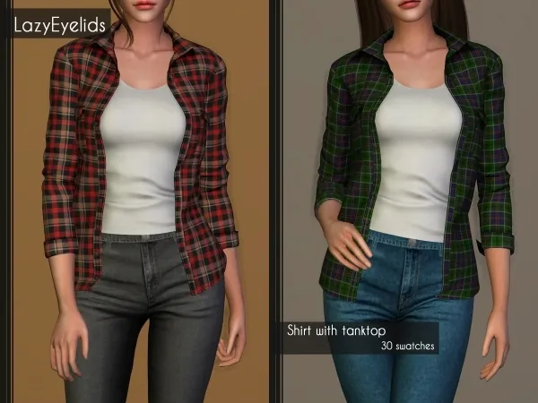 Alpha Shirt with tanktop by lazyeyelids - The Sims 4 Custom Content