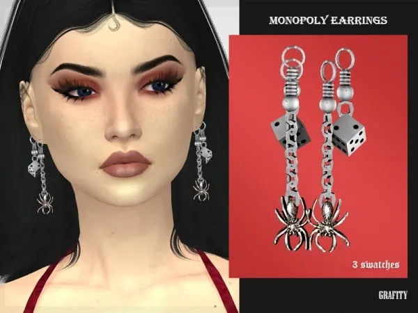 Alpha Monopoly Earrings - The Sims 4 Custom Content