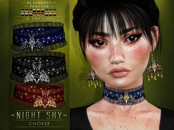 Alpha Blahberry Pancake Night Sky Choker by blahberry-pancake - The Sims 4 Custom Content