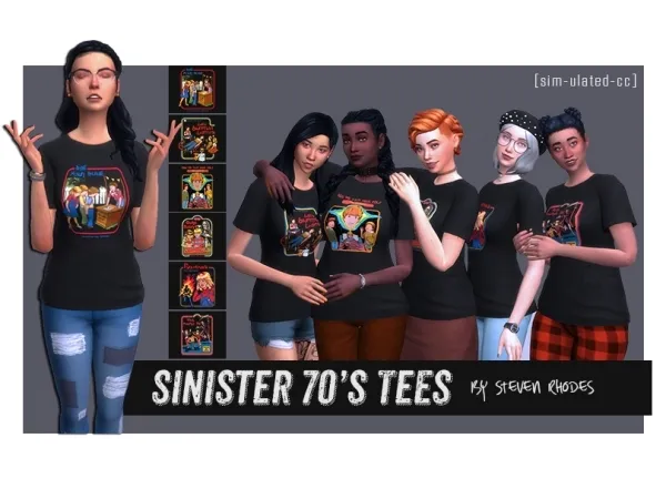 Maxis Match sim ulated ghouls SINISTER 70s Tees ( a recolor ) - The Sims 4 Custom Content