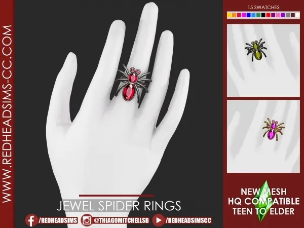 Alpha JEWEL SPIDER RINGS - The Sims 4 Custom Content