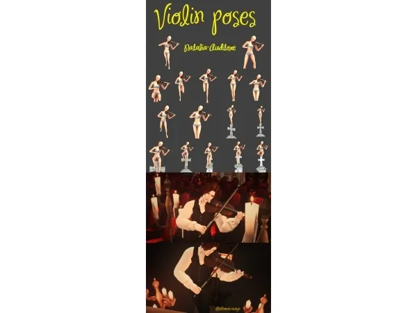 Maxis Match Violin Poses Auditore by Natalia - The Sims 4 Custom Content