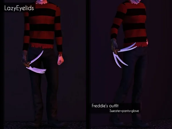 Alpha Freddie's outfit by lazyeyelids - The Sims 4 Custom Content