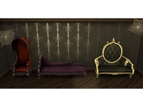 Alpha lunedsims Halloween gift 2019 Velvet vampire chairs - The Sims 4 Custom Content