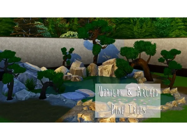Alpha Upright and Arched Pine Trees by teanmoon - The Sims 4 Custom Content