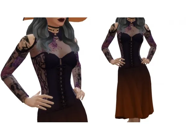 Maxis Match Sexy Witch Dress by NintendoLover13 - The Sims 4 Custom Content
