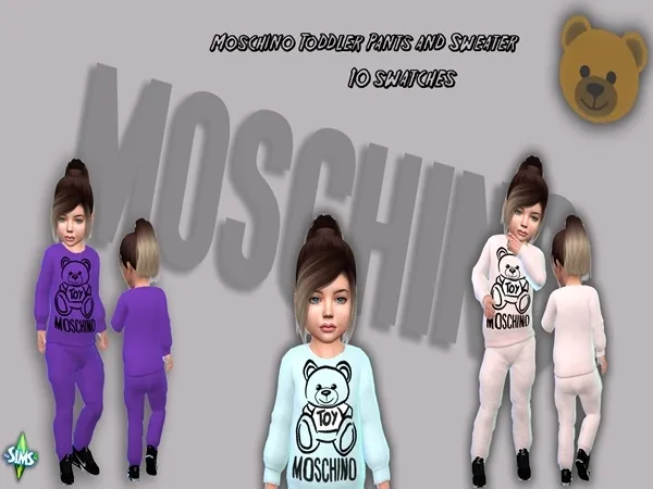 Maxis Match Moschino Toddler Pants and Sweater by alixdekostube - The Sims 4 Custom Content