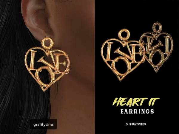 Alpha Heart It Earrings - The Sims 4 Custom Content