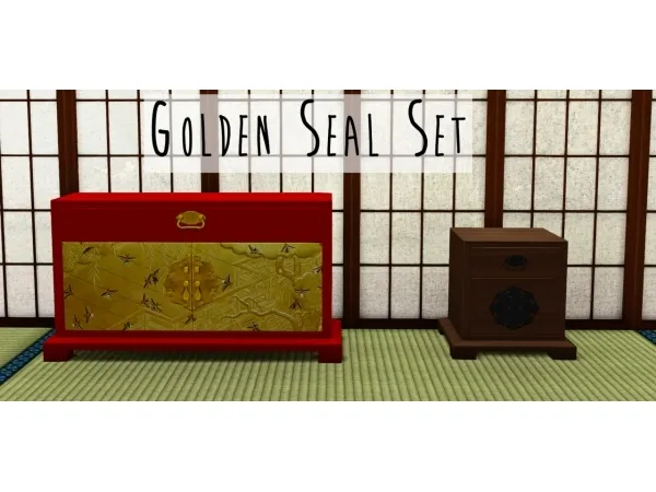 Alpha Golden Seal Furniture Set by teanmoon - The Sims 4 Custom Content