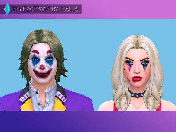 Maxis Match [ ] JokerHarley [face paint] - The Sims 4 Custom Content