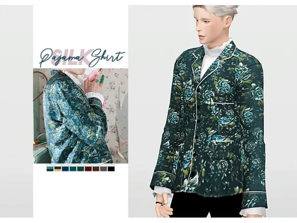 Maxis Match waekey Silk Pajama Shirt - The Sims 4 Custom Content