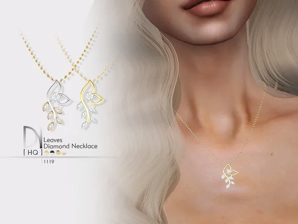 Alpha Leaves Diamond Necklace - The Sims 4 Custom Content