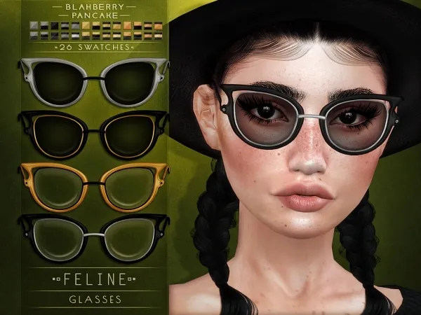 Alpha Blahberry Pancake Feline Glasses - The Sims 4 Custom Content