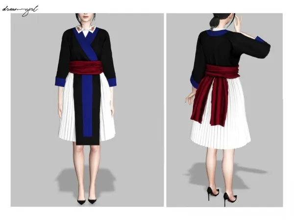 Maxis Match [ d r e a m g i r l ] H m o n g D r e s s - The Sims 4 Custom Content