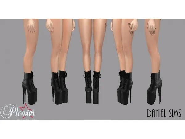 Alpha daniel sims Pleaser Shoes INFINITY 1020 Black Faux Leather - The Sims 4 Custom Content