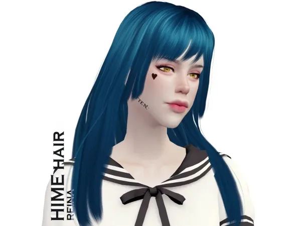 Alpha REINA_TS4_ HIME HAIR - The Sims 4 Custom Content