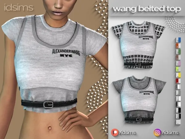 Alpha Wang Belted Top - The Sims 4 Custom Content