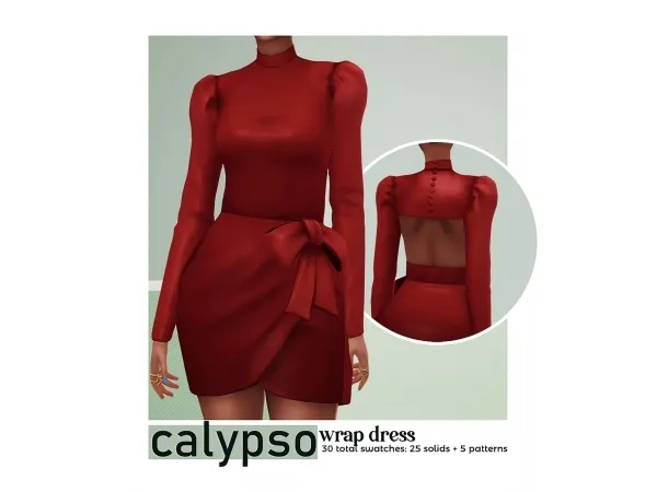 Maxis Match CALYPSO a wrap dress by viiavi - The Sims 4 Custom Content