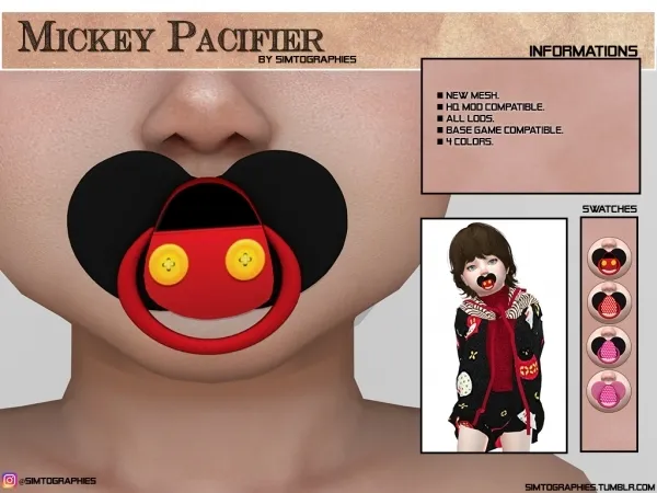 Alpha Mickey Pacifier - The Sims 4 Custom Content