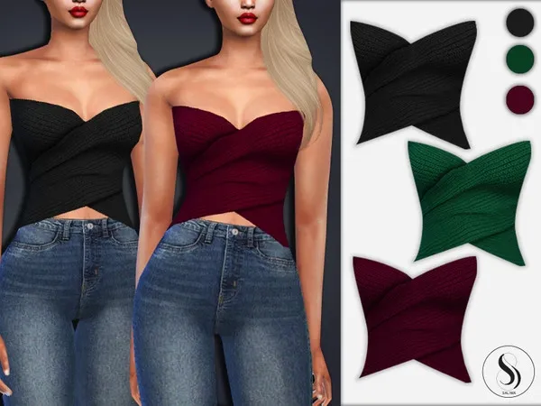 Maxis Match Female Strapless Knit Tops - The Sims 4 Custom Content