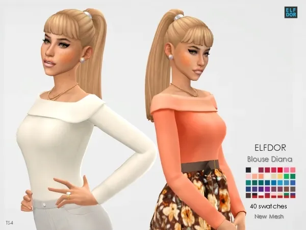 Maxis Match Blouse Diana - The Sims 4 Custom Content