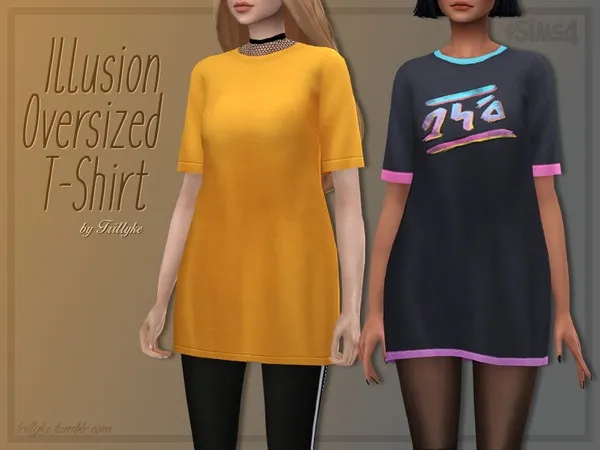 Maxis Match Trillyke Illusion Oversized T Shirt - The Sims 4 Custom Content