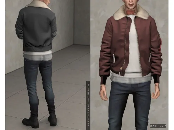 Alpha darte77 Bomber Jacket with Fur Collar - The Sims 4 Custom Content
