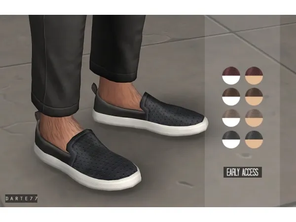 Alpha darte77 Leather Slip Ons by simsfinds - The Sims 4 Custom Content