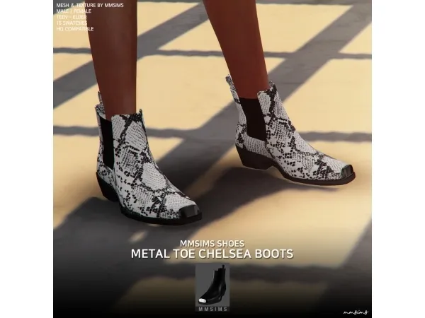 Alpha MMSIMS Shoes Metal toe Chelsea boots by MMSIMS - The Sims 4 Custom Content