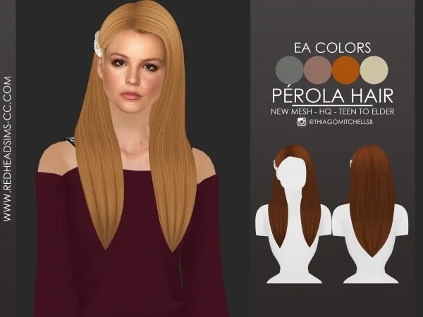 Maxis Match PÉROLA HAIR - The Sims 4 Custom Content