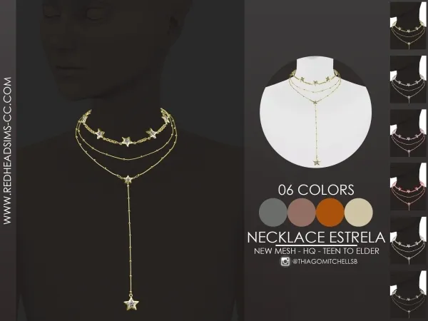 Alpha NECKLACE ESTRELA - The Sims 4 Custom Content