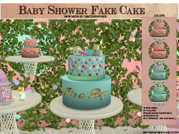 Alpha Baby Shower Fake Cake - The Sims 4 Custom Content