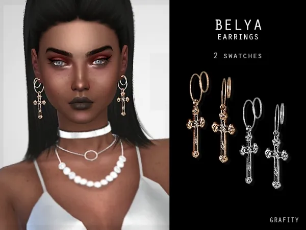 Alpha Belya Earrings - The Sims 4 Custom Content