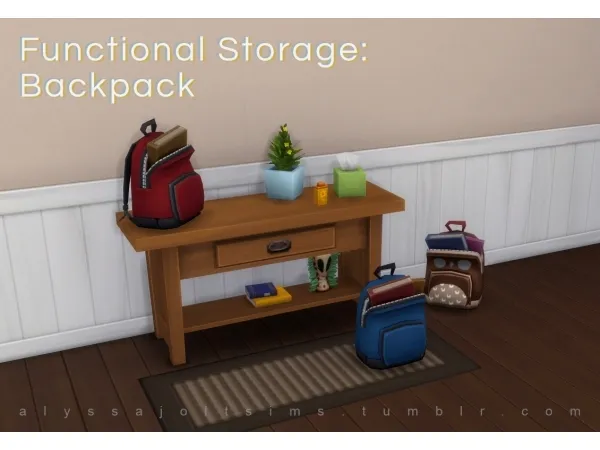 Alpha Functional Storage Backpack by alyssajoltsims - The Sims 4 Custom Content