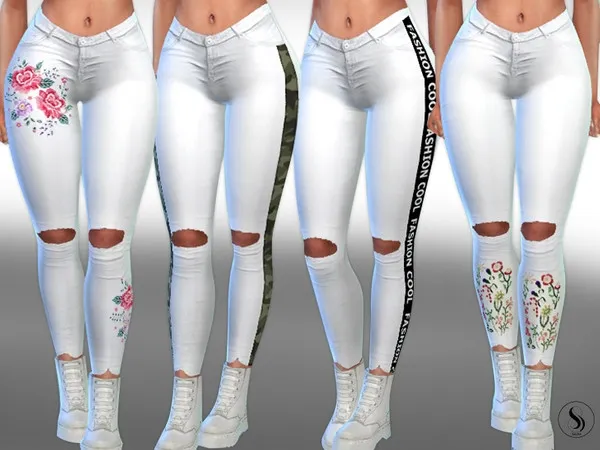 Maxis Match Cropped White Pants Mix - The Sims 4 Custom Content