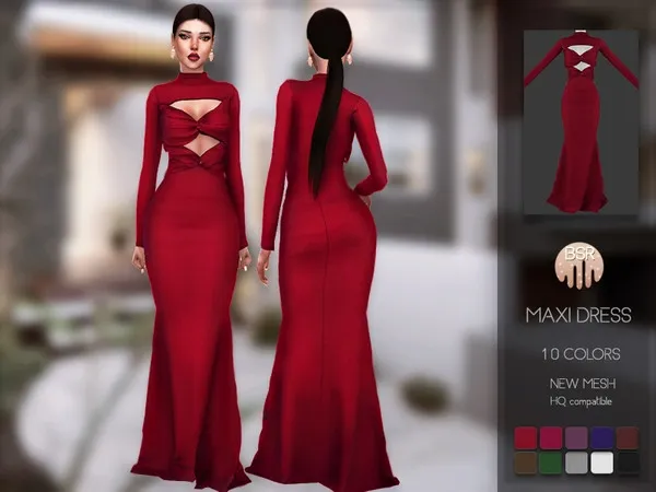 Alpha Maxi Dress BD146 - The Sims 4 Custom Content
