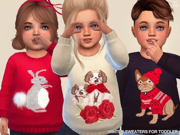 Alpha Winter Sweaters For Toddlers(Cats and Dogs EP) - The Sims 4 Custom Content