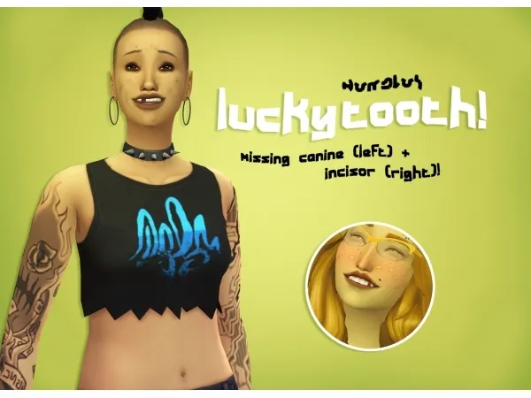 Maxis Match lucky tooth two missing tooth teeth presets - The Sims 4 Custom Content